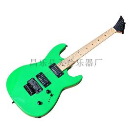 【绿色双摇要电吉他 黑色配件 枫木指板 工厂可订制
