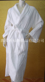 条形割绒青果领浴衣（QF-YY-032）