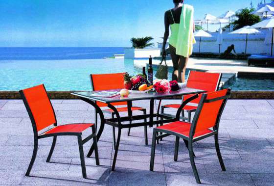 供应铝合金特斯林布休闲椅，沙滩椅，庭院家具组合（KYS-6139）