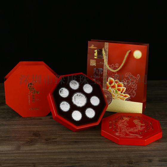 上海中秋节礼品促销纯银月饼图案设计直销厂家