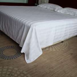 酒店宾馆床上用品，全棉加密缎条床单，酒店宾馆桑拿会所床单床笠