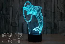 外贸新款海豚淘宝地摊小夜灯 客厅书房灯具批发 3D立体错灯