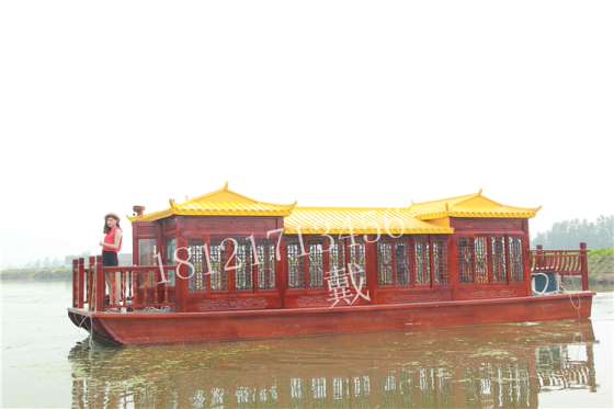 电动船木质船出售景区中式观光餐饮画舫旅游客船