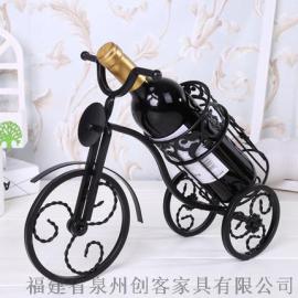天津创客莎芮欧式铁艺红酒架复古单车造型酒柜装饰品摆件创意家居办公摆件