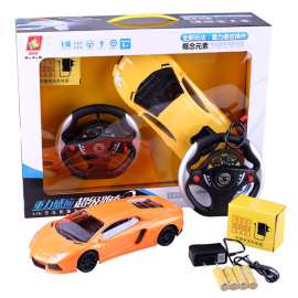 地摊热卖 新款电动玩具兰博基尼带灯重力方向盘遥控车 儿童玩具车