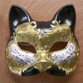 直销节日装扮舞会面具手绘纸浆猫脸面具批发动物面具