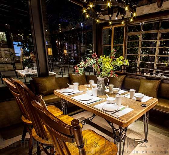 复古做旧胡桃里音乐餐厅酒吧家具实木加铁艺桌子尺寸可定制