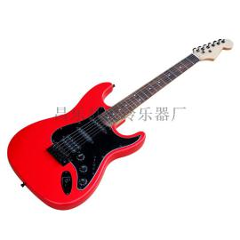 【工厂定制红色电吉他 黑色护板 黑色配件 可订制
