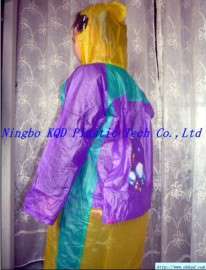 儿童荧光PVC拼色雨衣