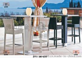 户外家具藤编吧台椅 花园庭院餐厅酒吧旋转吧台藤椅锥形欧式创意