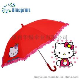 雨伞厂家定制印LOGO创意可爱纯色hellokitty直杆儿童伞