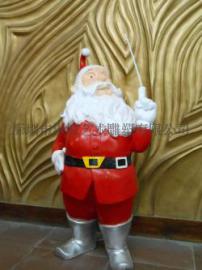 深圳厂家直销低价彩绘玻璃钢圣诞老人雕塑工艺品