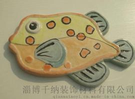 淄博千纳陶艺手工艺术装饰釉面砖瓷砖卫浴内墙砖彩鱼系列