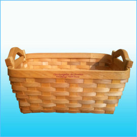 木片编织面包篮|收纳篮筐|竹编工艺品|竹篮