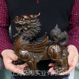 弘淞青铜器 铜貔貅 吉祥摆件  收藏 家居办公装饰品