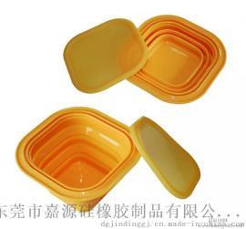 可折叠硅胶饭盒 创意户外硅胶碗 便携环保硅胶碗