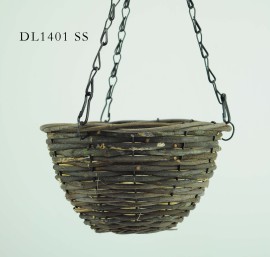8寸黑藤半圆吊篮black rattan hanging basket