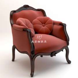 美若婳家具s29新款美式实木单人沙发乡村布艺休闲椅老虎椅地中海咖啡厅定制家具
