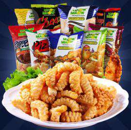 马来西亚进口零食妙妙小吃鱿鱼味卷香脆棒脆片虾条60g