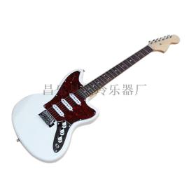 【工厂白色电吉他 白色琴身红护板 三单拾音器 可定制颜色