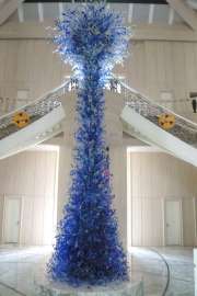 蓝色玻璃管吹玻雕塑chihuly风格玻璃大堂装饰