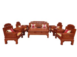 鲁创红木 非洲花梨木红木客厅沙发 实木古典家具 刺猬紫檀沙发 锦上添花沙发